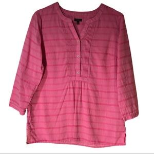 2/$15 SALE TALBOTS Women’s Pink Striped V-Neck Popover Tunic Shirt, Size S